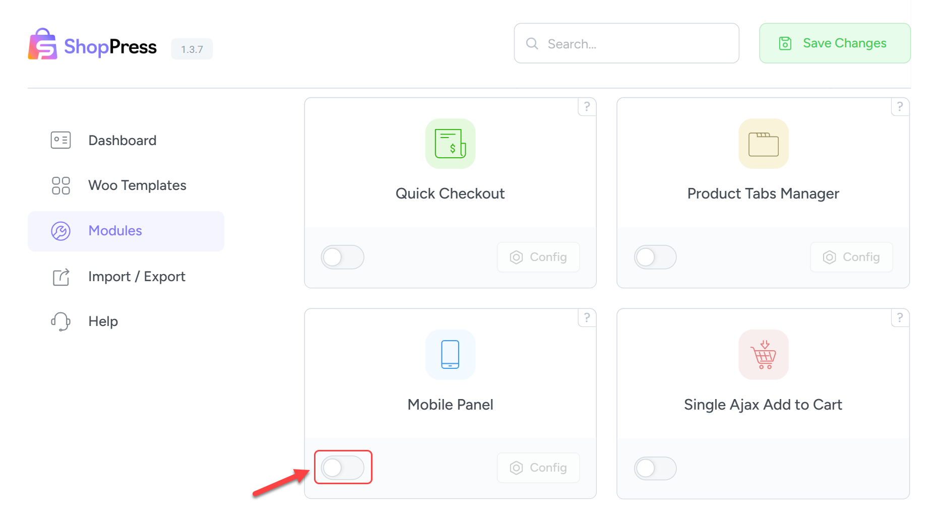 WooCommerce Mobile Panel