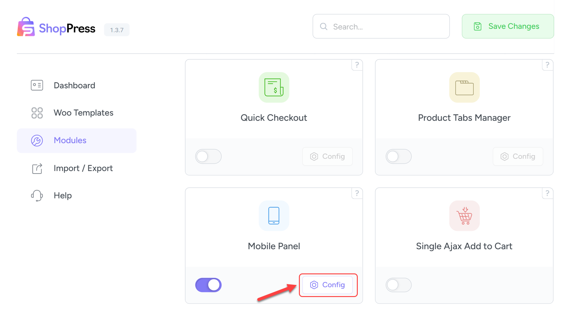 WooCommerce Mobile Panel